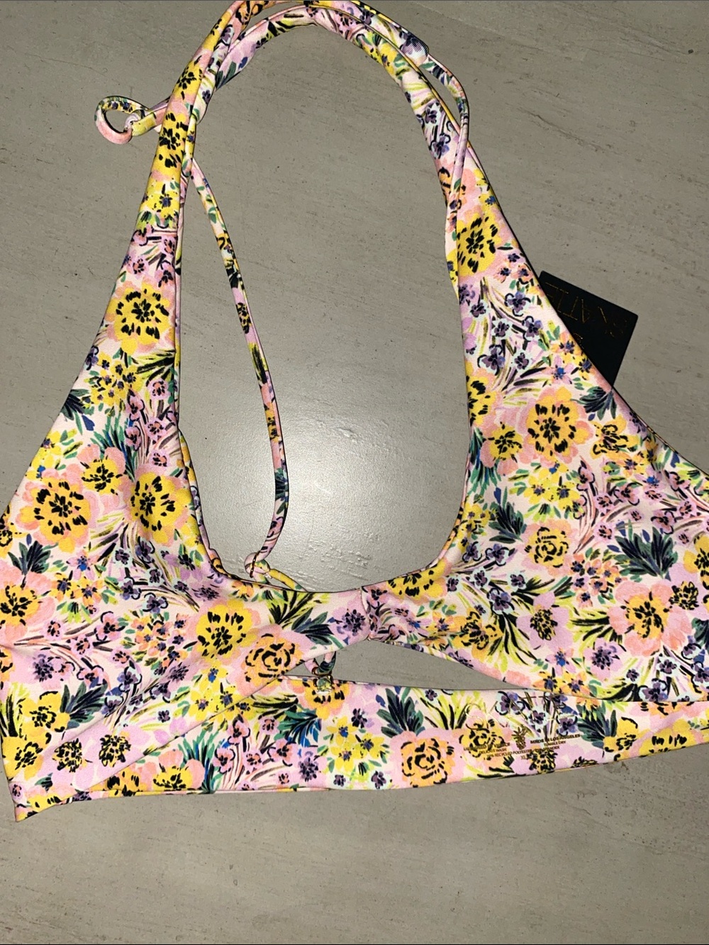 New Skatie Bikini Top, size X-Large, tropical 🏝️ pink floral, Stretch